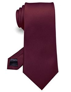 lot 8760 image: RBOCOTT Silk Maroon Tie Business Wedding Formal Necktie for Men (Maroon)