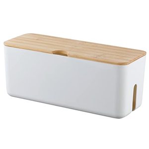 lot 8763 image: Changsuo Wall Mount Cable Management Box Medium Cable Organizer Box for Extension Cord Power Stripe Surge Protector Wire Management Concealer Organizer Cover Hider for Desktop (Medium, White)