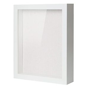 lot 8767 image: Muzilife 8x10 Shadow Box Picture Frame with Linen Board - Deep Wood & Glass Display Case Ready to Hang Memory Box Baby Sports Memorabilia, Pins, Awards, Medals, Wedding, Tickets and Photos (White)