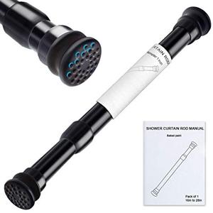 lot 8770 image: XIQIYY Strong Small Tension Rods 16 to 28 Inch Diameter 22 MM 1Pcs 1inch Shower Curtain Rod Black, Anti-slip -Heavy Duty Adjustable Spring Tension Rod for Windows,Bathroom