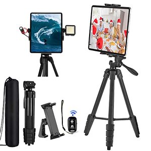 lot 8790 image: 67 inTablet Ipad Tripod Stand Holder with Shutter and Cold Shoe Mount for iPad Pro 12.911 Air Mini, iPhone Galaxy, Applied Video Recording, Live Stream, Watching, 415 inch Devices