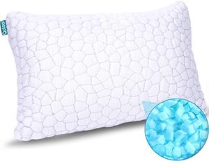 lot 9001 image: Cooling Bed Pillows for Sleeping Shredded Memory Foam Pillows - Gel Pillow Firm yet Support Adjustable Bamboo Pillows for Side Stomach&Back Sleepers Washable Removable Cover Standard Size (Pack of 1)