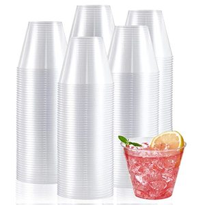 lot 9004 image: JollyPack 300 Pack Clear Plastic Cups 9 oz Disposable Cups Transparent Plastic Drinking Cups, Plastic Party Cups, PET Cups for Weddings, Home, Dinner and other Events