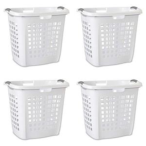 lot 9009 image: Sterilite 12258004 Ultra Easy Carry Hamper, White Hamper w Titanium Inserts, 4-Pack