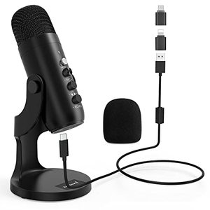 lot 9024 image: ZealSound USB Microphone,Condenser Computer PC Mic,Plug&Play Gaming Microphones for PS 4&5.Headphone Output&Volume Control,Mic Gain Control,Mute Button for Vocal,YouTube Podcast on Mac&Windows(Black)