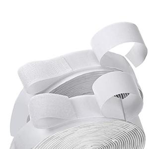 lot 9026 image: 16 Feet Length 0.75 Inch Width Hook and Loop with Strong Self Adhesive Tape Strip Fastener (White)