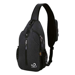 lot 9027 image: WATERFLY Crossbody Sling Backpack Sling Bag Travel Hiking Chest Bag Daypack (Black)
