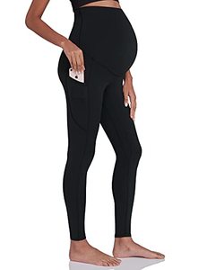 lot 9029 image: Enerful Womens Maternity Workout Leggings Over The Belly Pregnancy Active Wear Athletic Yoga Pants with Pockets Black Small