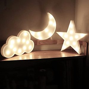 lot 9044 image: AUSAYE 3 PCS 3D Crescent Moon Light Cloud Led Star Lamp, Decorative Night Lights Room Decor NightLight for Kids Adults Birthday Christmas Gifts
