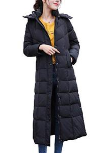 lot 9045 image: chouyatou Womens Winter Over Knee Removable Hooded Maxi Long Puffer Down Coat (Medium, Black)