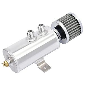 lot 9047 image: EVIL ENERGY 10AN Baffled Oil Catch Can,Oil Breather Tank with Valve,750ML Universal Aluminum Silver