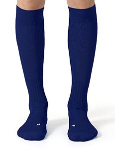 lot 9057 image: CelerSport 2 Pack Soccer Socks for Youth Kids Adult Over-The-Calf Socks with Cushion, Navy (2 Pack), X-Large