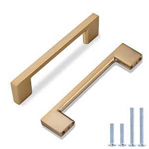 lot 9079 image: Newlaking 6 Pack Champagne Bronze Cabinet Pulls, 5 Inch (128mm) Hole Centers Brushed Bronze Drawer Pulls, Slim Square Bar Kitchen Cabinet Handles Cabinet Hardware for Dresser Drawers
