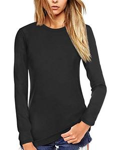 lot 9107 image: Beluring Long Sleeve Blouses Crew Neck Tshirt Tops for Women Basic Tops (Black S)