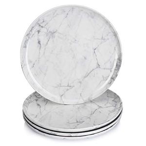 lot 9118 image: Sweese Dinner Plates Set - 10 Inches Serving Plate for Salad, Pasta - Porcelain Salad Serving Dishes for Kitchen - Marble Fiestaware Plates Set of 4 - Microwave Dishwasher Oven Safe Dinnerware