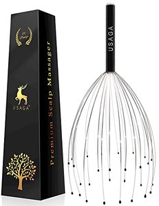 lot 9121 image: USAGA 28 Finger Head Scratcher, Head Massager, Scalp Massager, Head Whisk Massager, Wire Massager for Head Hair Body Massage and Stress Relax (Black)