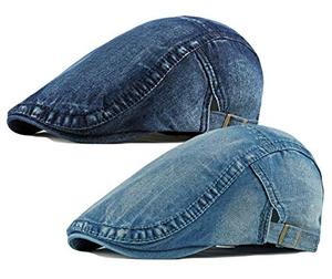 lot 9125 image: Qunson Mens Denim Cotton Newsboy Cap Ivy Gatsby Driving Hunting Cabbie Hats