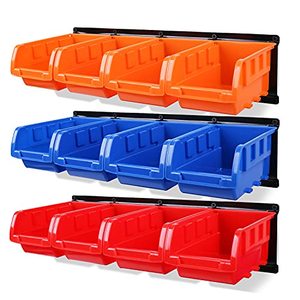lot 9131 image: HORUSDY 12PC Bin Wall Mounted Storage Bins Parts Rack Organizer Garage Plastic Shop Tool, Tools for Men Tools Gift