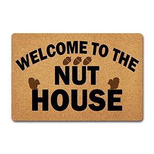 lot 9135 image: Funny Welcome Doormats Outdoor Decor for Front Porch Welcome To The Nut House Personalized Monogram Kitchen Rugs and Mats With Anti-Slip Rubber Back Novelty House Warming Gift Mat(23.7 X 15.9 in)