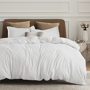 lot 9171 image: Bedsure White Duvet Cover Queen Size - Soft Brushed Microfiber Duvet Cover Set 3 Pieces with Zipper Closure, 1 Duvet Cover 90x90 inches and 2 Pillow Shams (No Comforter)