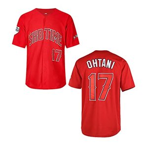 lot 9175 image: Mens Baseball Ohtani Jersey 17# Shotime Fans Sport Hipster Shirts All Stitched (Red, Large)
