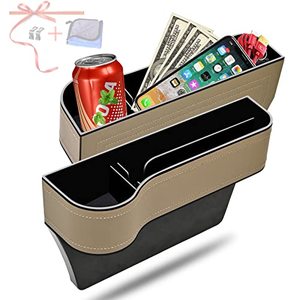 lot 9195 image: Car Seat Gap Filler Organizer, 2 Pack Multifunctional Car Seat Organizer, Auto Console Side Storage Box with Cup Holders 2 Seat Hooks for Drink, Car Organizer Front Seat for Holding Phone, Sunglasses