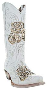 lot 9202 image: Soto Boots Turquoise Rose Country Cowgirl Boots M50032 (White,8.5)