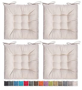 lot 9203 image: SQUARE MOON 4 Pack Chair Cushions, Seat Cushions, Chair Pads, Chair Mat for Indoor, Outdoor Dining Chairs, Kitchen Chairs, Dining Room Chairs (16  16  4 Pack, Ivory)