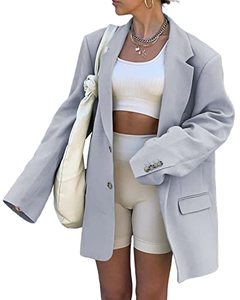 lot 9210 image: Grlasen Women Casual Elegant Long Sleeve Oversized Lapel Blazers Open Front Solid Work Office Jacket Blazer Gray