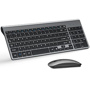 lot 9212 image: Wireless Keyboard and Mouse Ultra Slim Combo, TopMate 2.4G Silent Compact USB 2400DPI Mouse and Scissor Switch Keyboard Set with Cover, 2 AA and 2 AAA Batteries, for PCLaptopWindowsMac - Gray Black
