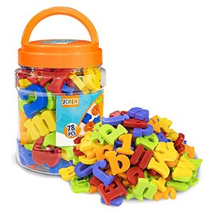 lot 9228 image: JCREN Magnetic Letters and Numbers Alphabet Magnets ABC 123 Fridge Toy Set Educational Preschool Learning Toys Spelling Counting Uppercase Lowercase Math Symbols for Kids 3 4 5 Years