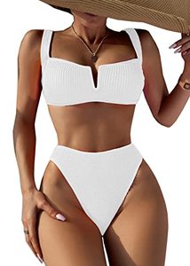 lot 9240 image: SherryDC Womens V Wired Push Up Padded High Cut High Waisted Bikini Swimsuit