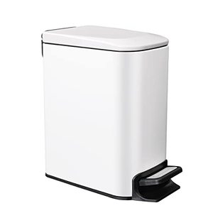 lot 9247 image: Cesun Small Bathroom Trash Can with Lid Soft Close, Step Pedal, 6 Liter  1.6 Gallon Stainless Steel Garbage Can with Removable Inner Bucket, Anti-Fingerprint Finish (White)
