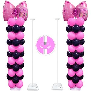 lot 9270 image: YALLOVE Heavy Duty Metal Balloon Stand Set of 2 with Threaded Rod Design, Height Adjustable from 1.3 to 10.5 Ft, Free Combination of Balloon Centerpiece for Table and Balloon Column Stand for Floor