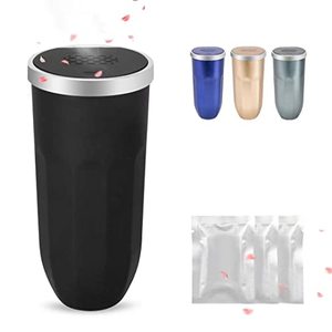 lot 9275 image: SZEOF 2PCS Car Trash Can with Lid, Car Trash Can Cup Holder with 3 Fragrance Tablets, Press to Open Vehicle Trash Bin, Mini Garbage Bin for Automotive Car, Home, Office, Kitchen, Bedroom, Black