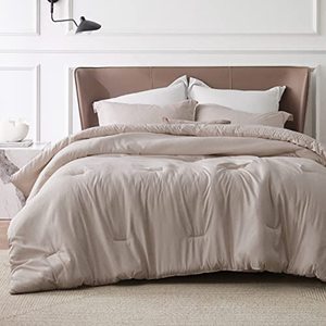 lot 9282 image: Bedsure King Comforter Set - Warm Taupe Comforter King Size, Soft Bedding for All Seasons, Cationic Dyed Bedding Set, 3 Pieces, 1 Comforter (102x90) and 2 Pillow Shams (20x362)