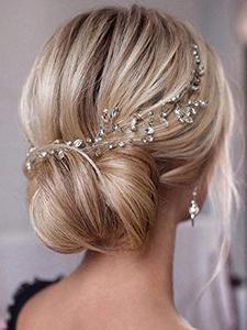 lot 9295 image: Unicra Bride Wedding Rhinestone Hair Vine Bridal Silver Hair Piece Crystal Headband Hair Accessories for Women and Girls (17.7inches) (Silver)