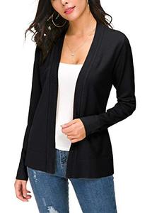 lot 9299 image: Womens Knit Cardigan Open Front Sweater Coat Long Sleeve (XL, Black)