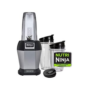 lot 9311 image: Ninja BL455_30 Nutri Professional Personal Blender Bonus Set with 3-Sip & Seal Single Serves(12, 18, and 24 oz. Cups) & 75-Recipe Cookbook, Stainless SteelBlack