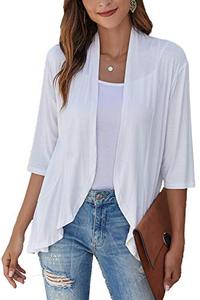 lot 9314 image: Bluetime Women Casual 34 Sleeve Open Front Cardigan Sweaters Soft Lightweight Cardigan Dusters (XXXL, White)