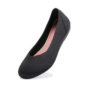 lot 9320 image: Frank Mully Women�s Knit Ballet Flat Round Toe Slip On Flats Shoes Classic Low Wedge Ballerina Walking Flats Shoes Black,9.5