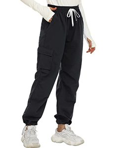 lot 9324 image: Blooming Jelly Womens Waterproof Hiking Pants Lightweight Rain Pants Quick Dry High Waisted Cargo Joggers for Women with Pockets (Large, Black)