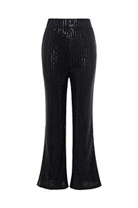 lot 9326 image: Coucoland Sequin Pants Women - 70s Disco Pants for Women High Waist Shiny Pants Sequin Outfit Sequence Pants Wide Leg Sequin Pants(Black,L)