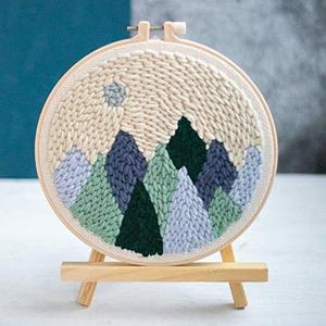 lot 9335 image: hi stone Series of Scenery Punch Needle Embroidery Starter Kits Punch Needle Tool Threader Fabric Embroidery Hoop Yarn Rug Punch NeedleForest�