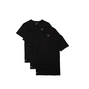 lot 9341 image: Lacoste mens Essentials 3 Pack 100% Cotton Slim Fit Crew Neck T-shirts Base Layer Top, Black, Medium US