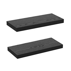 lot 9368 image: GREENDEW Floating Shelves Invisible Wall Mounted Set of 2, Retro Hanging Wall Decor Shelf 16 x 9 for Living Room, Bedroom, Bathroom, Kitchen (Black)
