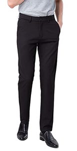 lot 9379 image: Plaid&Plain Men�s Slim Fit Dress Pants Stretch Dress Pants 8101Black 33X30