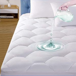 lot 9385 image: Twin XL Quilted Waterproof Mattress Pad Cover,Soft Mattress Pad Cover, Waterproof Mattress Protector Stretches up to 16� Deep Pocket-Hollow Alternative Filling-Cooling Mattress Topper