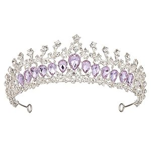lot 9402 image: AW BRIDAL Tiaras and Crowns for Women Purple Crystal Princess Tiara - Queen Crown Headband for Wedding Prom Christmas Hair Accessories, Purple  Silver