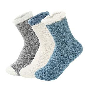 lot 9407 image: Century Star Women Warm Super Soft Slipper Socks Fuzzy Fluffy Cozy 3-8 Pairs Home Socks (01)3 Pairs Solid-Color 04